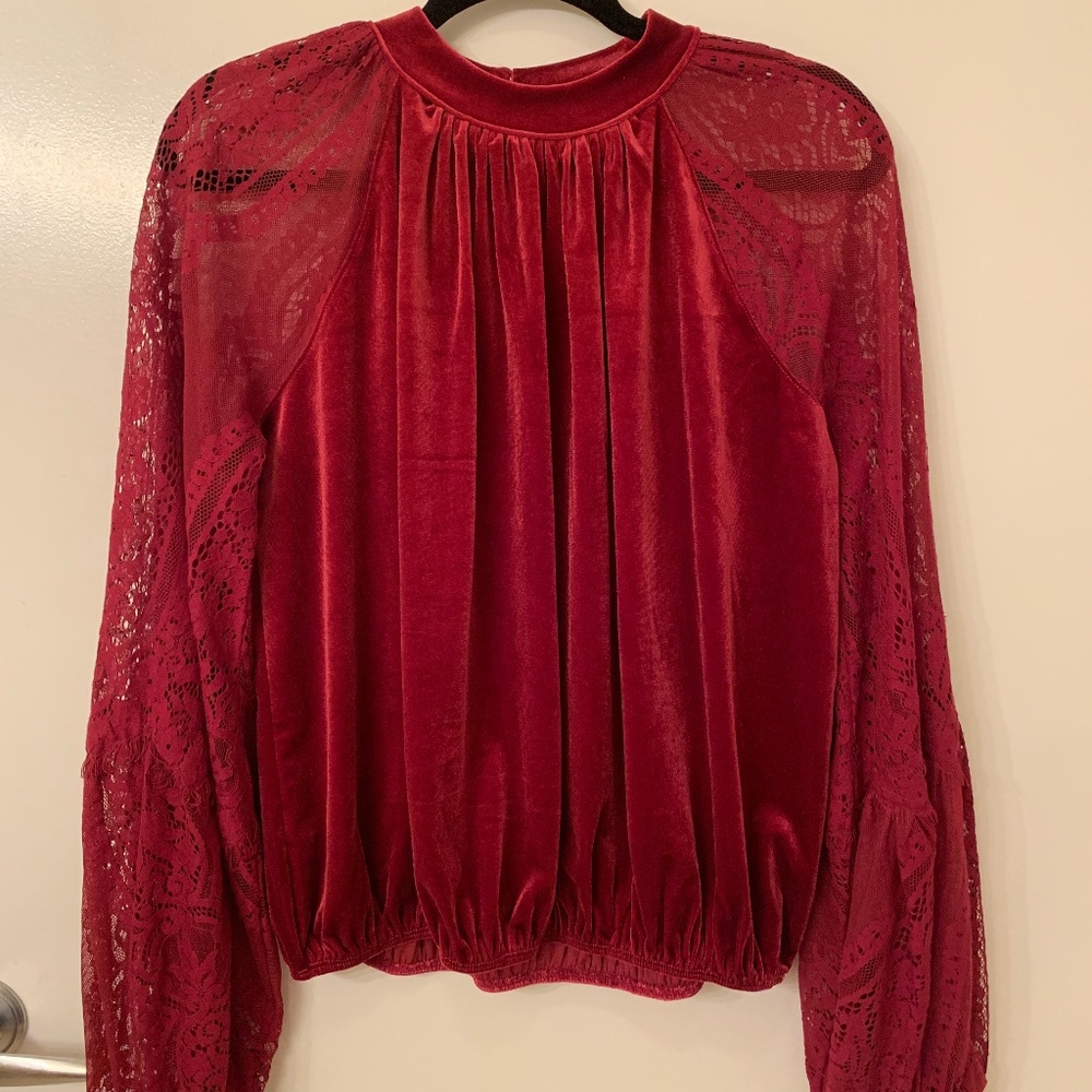 Free People Velvet Lace Top